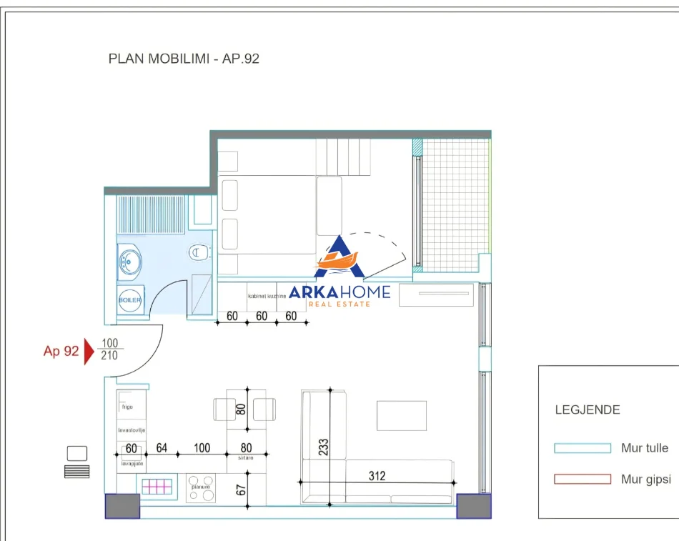 Tirane, shitet apartament 1+1+Ballkon Kati 9, 69 m² 325.000 € 