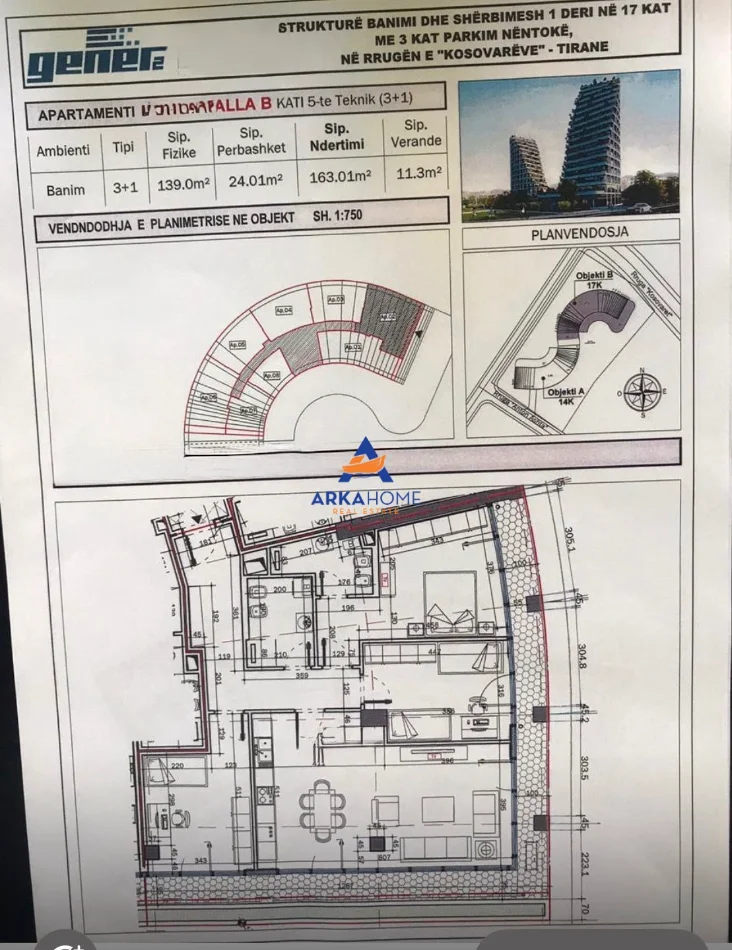Tirane, jepet me qera zyre Kati 5, 165 m² 2.500 € 