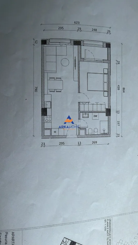 Tirane, shitet apartament 1+1+Ballkon Kati 0, 78 m² 