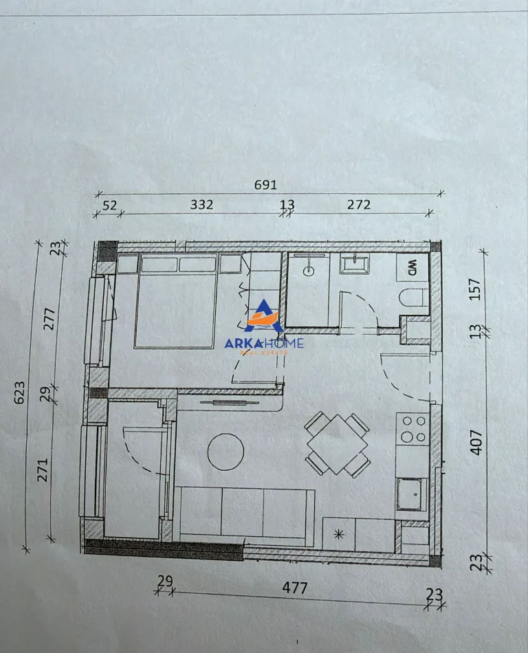 Tirane, shitet apartament 1+1+Ballkon Kati 1, 48 m² 77280 €