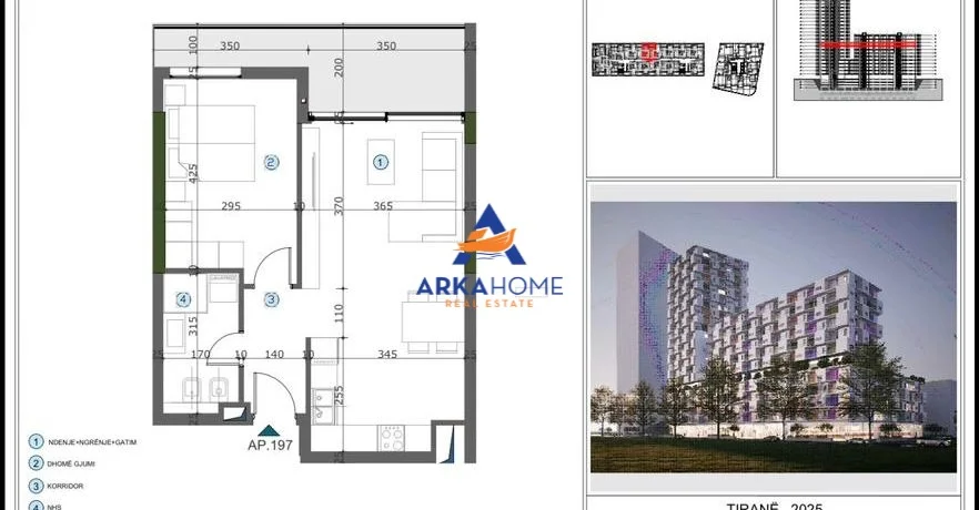 Tirane, shitet apartament 1+1+Ballkon Kati 9, 121 m² 