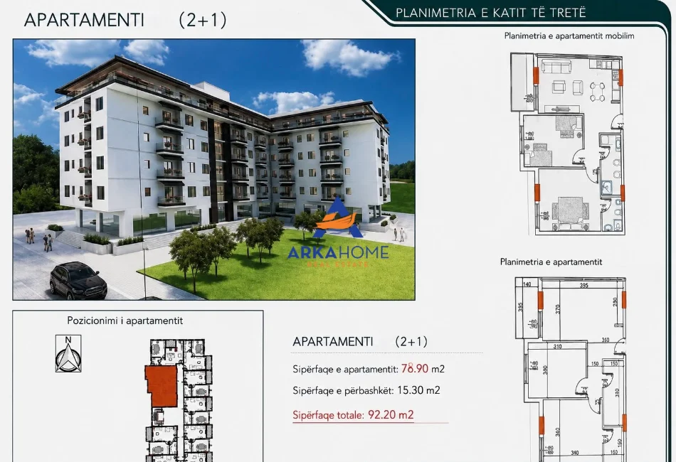 Durres, shitet apartament 2+1+Ballkon Kati 2, 92 m² 92.200 € 