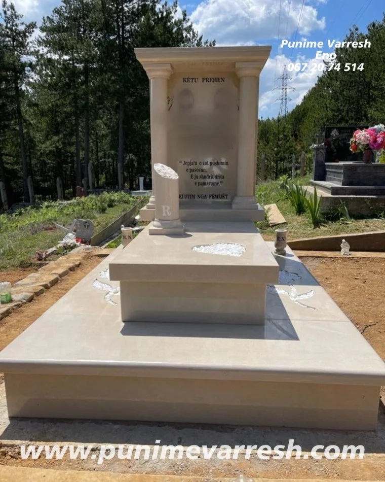 Tirane, ofroj Punime Varresh Me Kollona - Mermer Bezhe - Granit I Zi