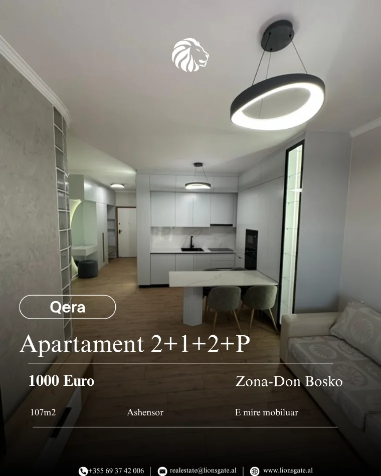 Tirane, jepet me qera apartament 2+1 Kati 2, 107 m² 1.000 € 