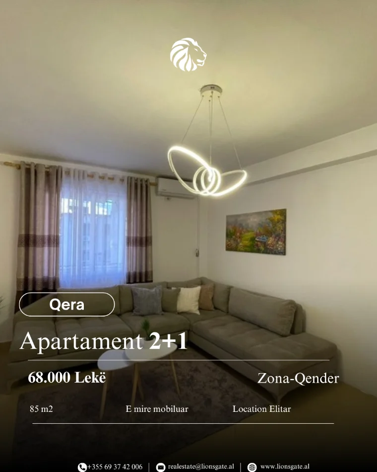 Tirane, jepet me qera apartament 2+1 Kati 5, 85 m² 680 €