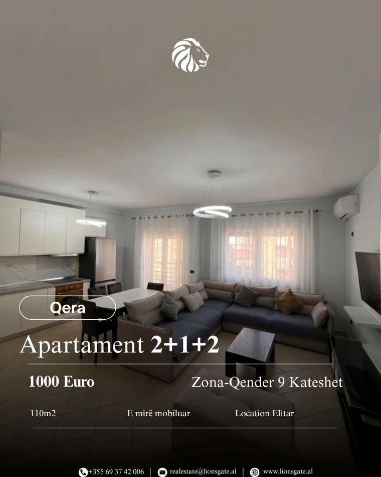 Tirane, jepet me qera apartament 2+1 , 110 m² 