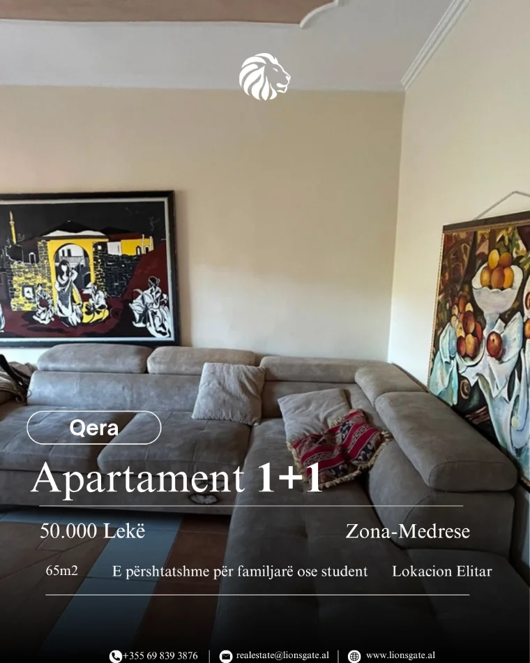 Tirane, jepet me qera apartament 1+1 , 60 m² 500 € 