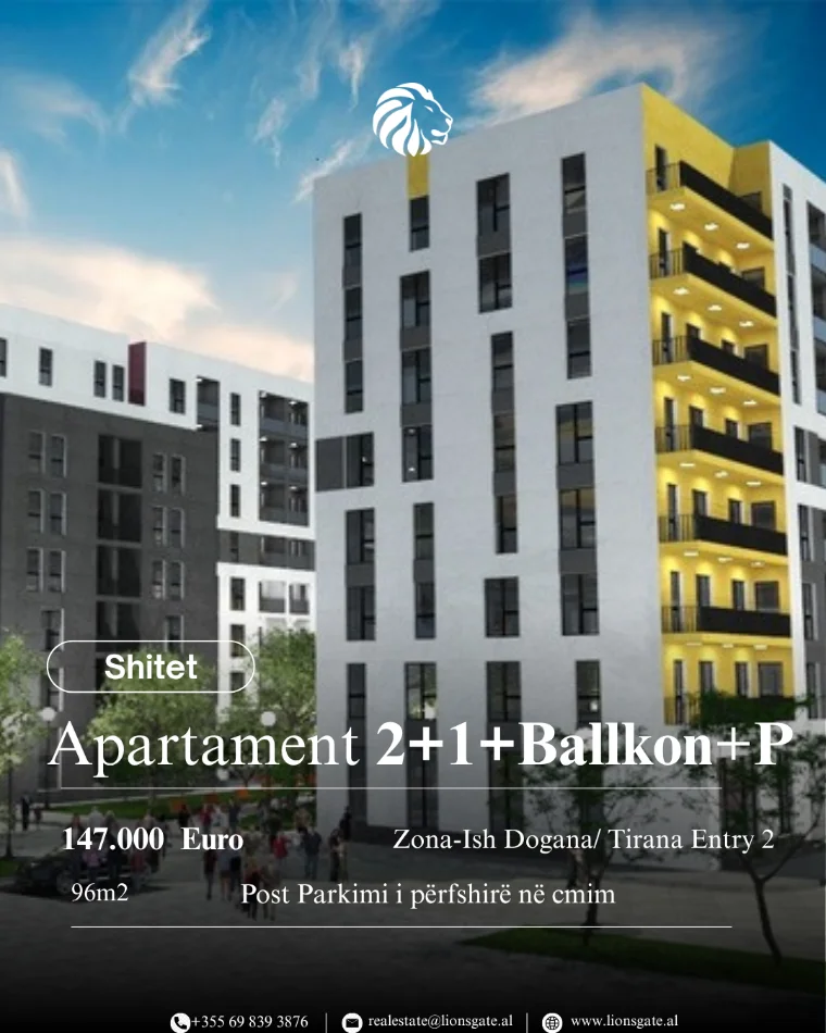 Tirane, shes apartament 2+1+Ballkon , 96 m² 147.000 € 
