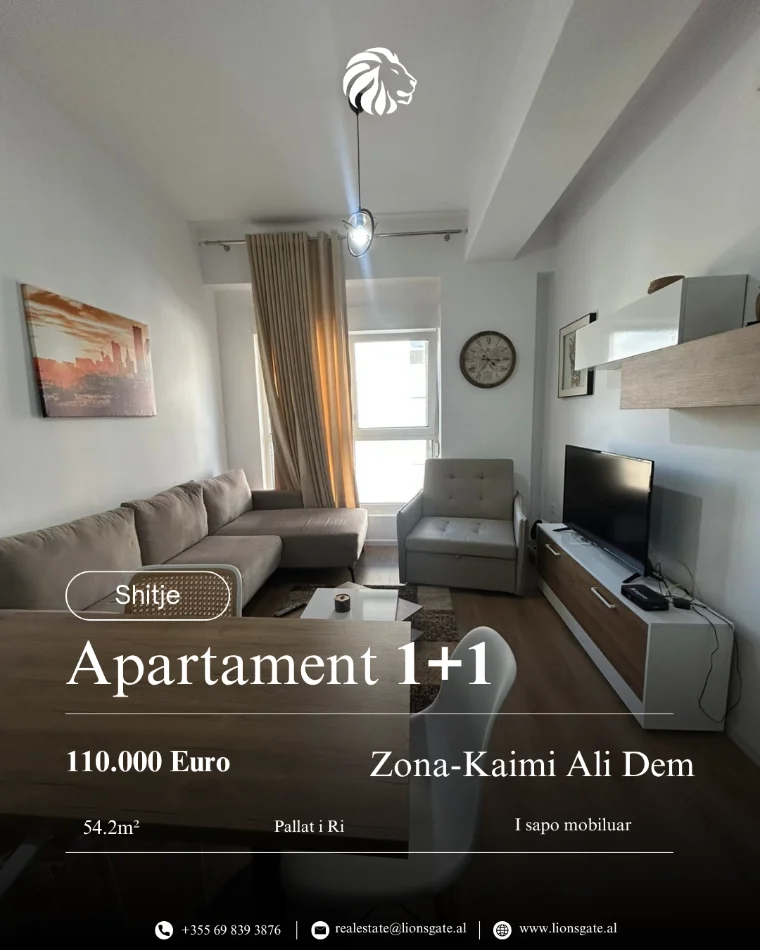 Tirane, shes apartament 1+1+Ballkon , 54 m² 110.000 € 