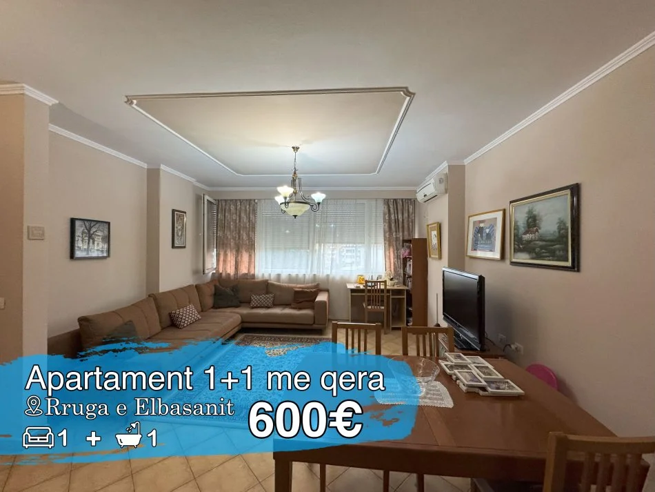 Tirane, jepet me qera apartament 1+1 Kati 5, 600 € (Rruga e Elbasanit)