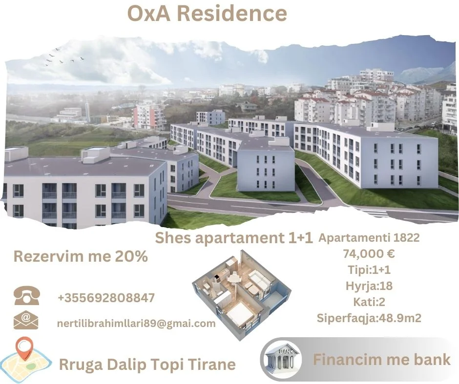 Tirane, shes apartament 1+1+Ballkon Kati 2, 45 m² 74.000 € (Rruga Dalip Topi Tirane)
