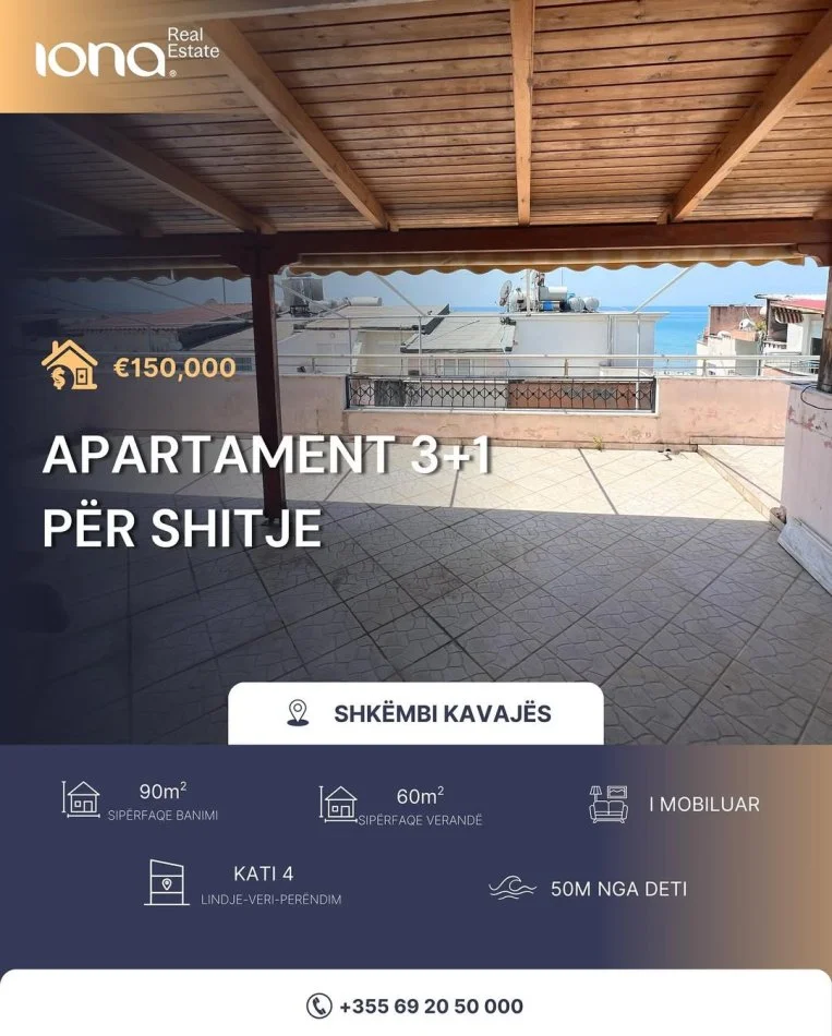Shkembi Kavajes, shitet apartament 3+1+Ballkon Kati 4, 150 m² 150.000 € (Shkembi Kavajes)
