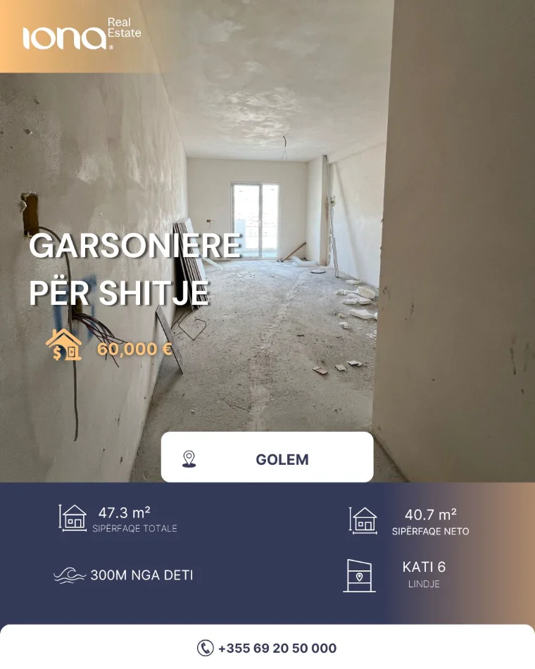 Golem, shitet garsonier 1+1 Kati 6, 47 m² 60.000 € (Golem)