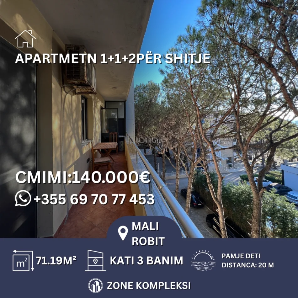 Durres, shitet apartament 1+1+Ballkon Kati 3, 71 m² 140.000 € 