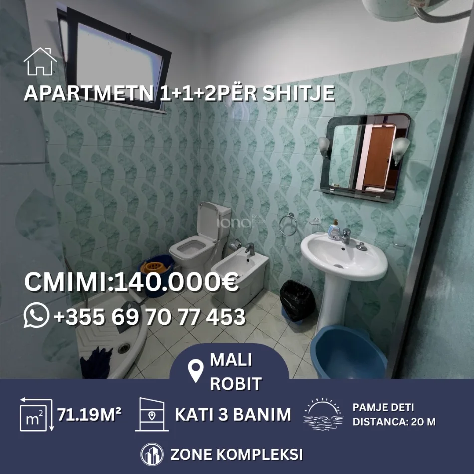 Durres, shitet apartament 1+1+Ballkon Kati 3, 71 m² 140.000 € 