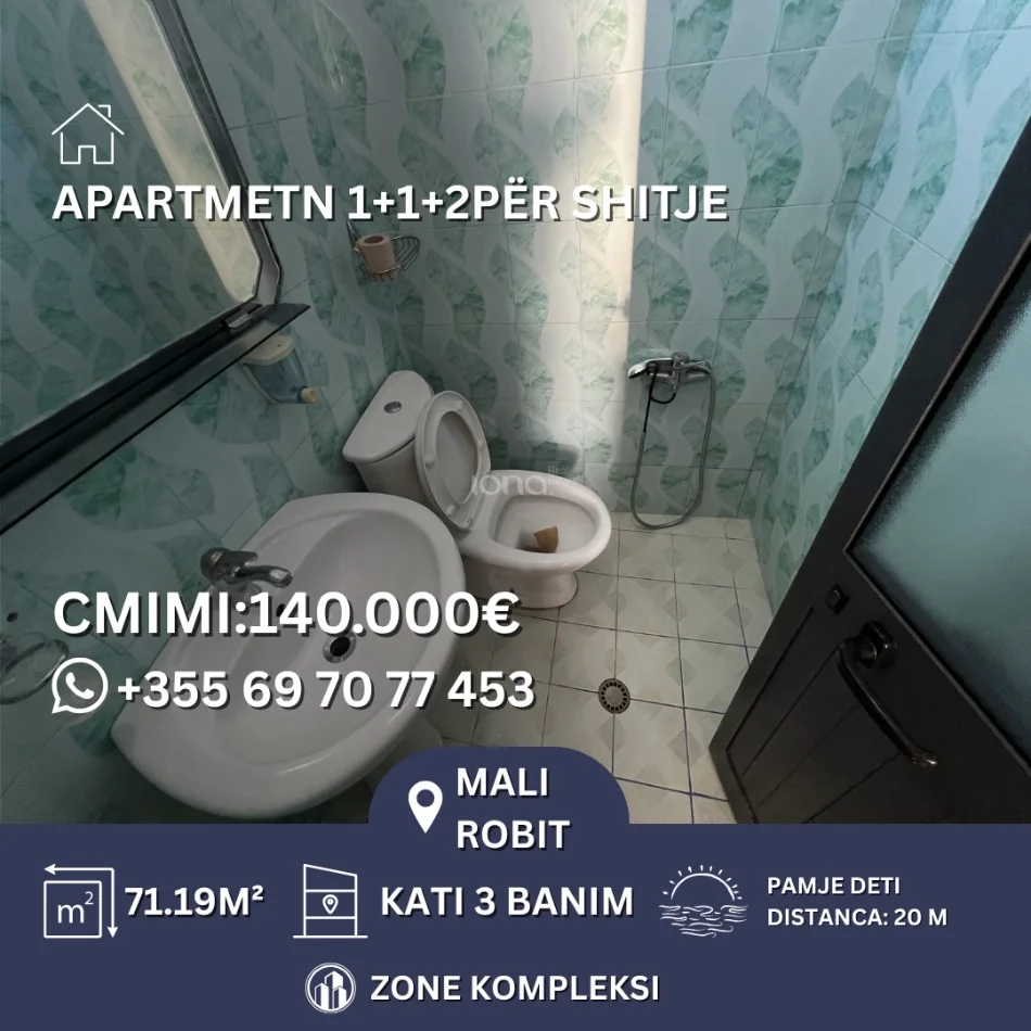 Durres, shitet apartament 1+1+Ballkon Kati 3, 71 m² 140.000 € 