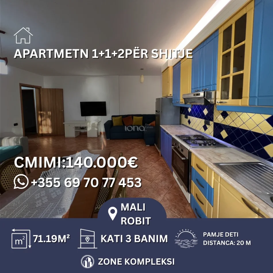 Durres, shitet apartament 1+1+Ballkon Kati 3, 71 m² 140.000 € 