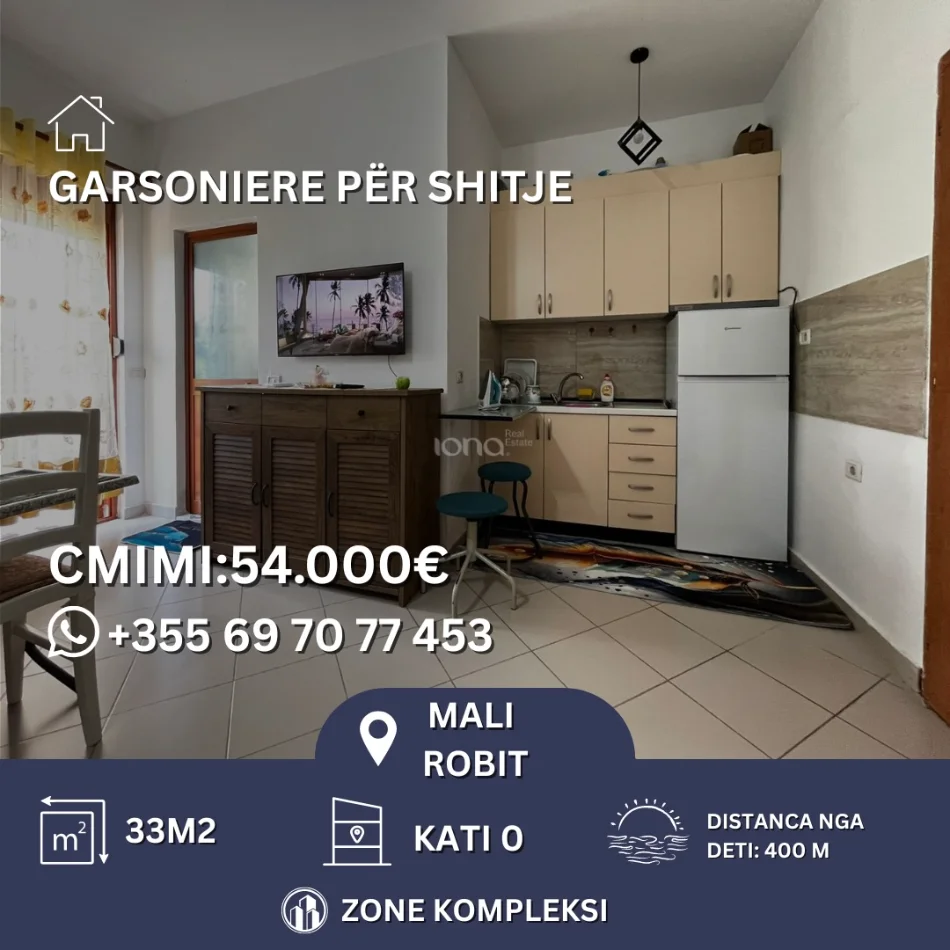 Mali Robit, shitet garsonier Studio Kati 0, 33 m² 54.000 € 