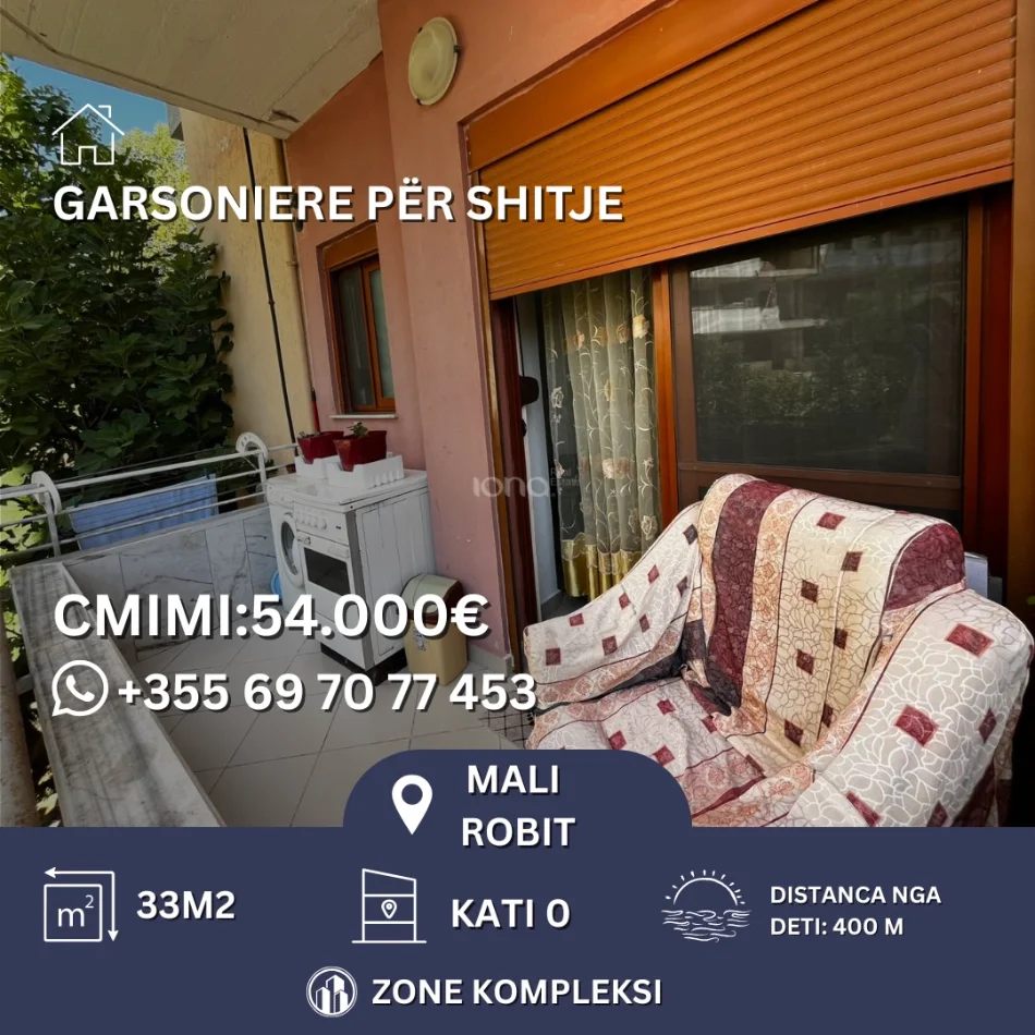 Mali Robit, shitet garsonier Studio Kati 0, 33 m² 54.000 € 