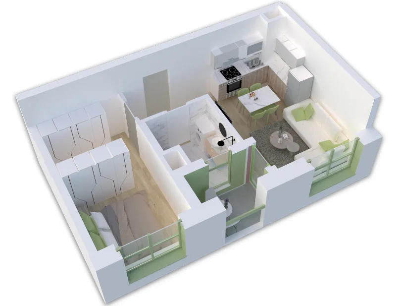 Tirane, shes apartament 1+1 Kati 7, 60 m² 83.000 € (Pasho Hysa)