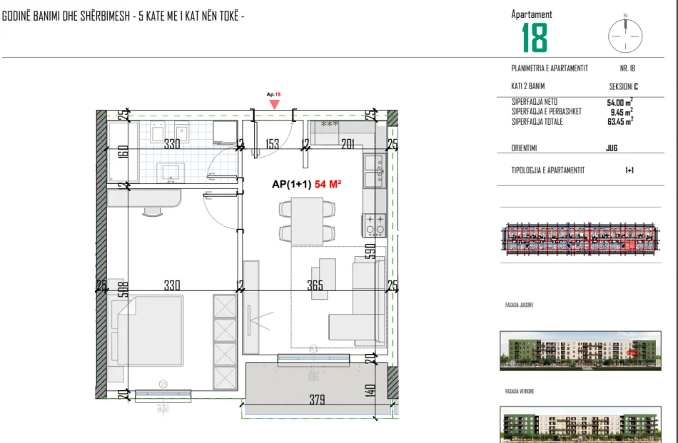 Tirane, shitet apartament 1+1+Ballkon Kati 2, 63 m² 50.700 € (Bulevardi Blu Kamez)