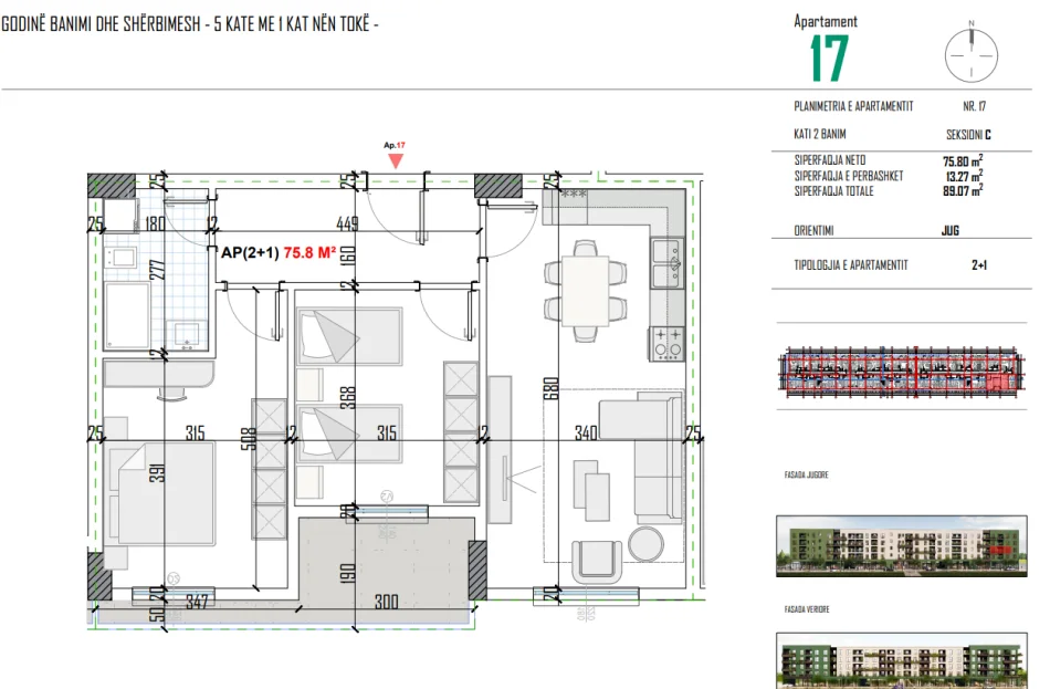 Tirane, shitet apartament 2+1+Ballkon Kati 2, 89 m² 71.200 € (Kamez Rrethi i Bathores)