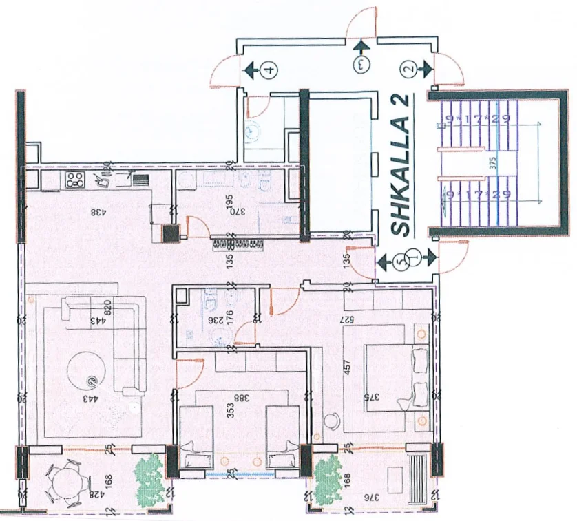 Tirane, shitet apartament 2+1+Ballkon Kati 5, 123 m² 147.700 € ((Rruga Kastriotet;, Kthesa e Kamzes)