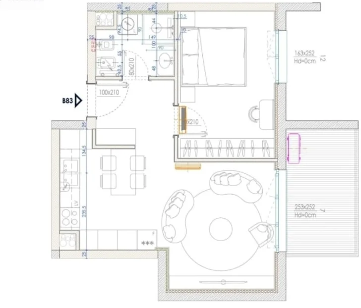 Tirane, shitet apartament 1+1+Aneks+Ballkon Kati 7, 75 m² 195.000 € (ish stacioni i trenit)
