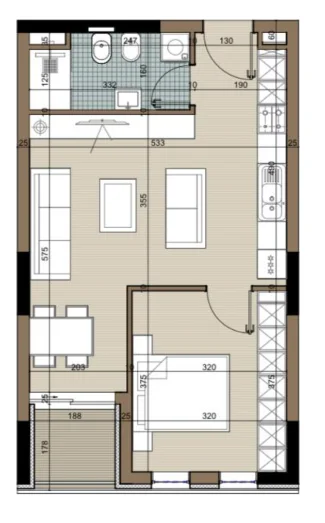 Tirane, shitet apartament 1+1 Kati 3, 64 m² 50.000 € (Kamez)
