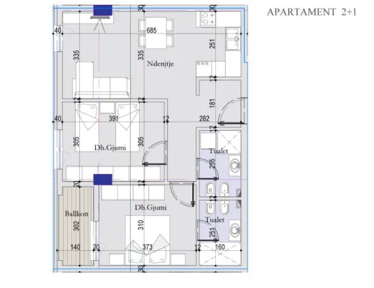 Tirane, shitet apartament 2+1+Ballkon Kati 5, 87 m² 122.360 € (Tirana Entry)