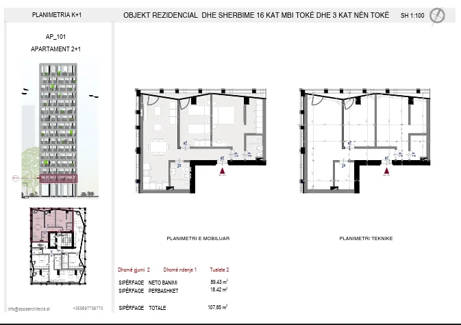 Tirane, shitet apartament 2+1+Aneks+Ballkon Kati 3, 100 m² 230.000 € 