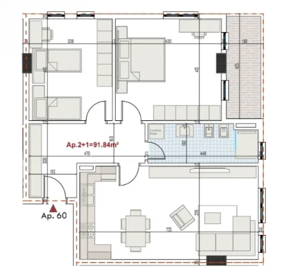 Tirane, shitet apartament 2+1+Ballkon Kati 6, 106 m² 127.200 € (Paskuqan)