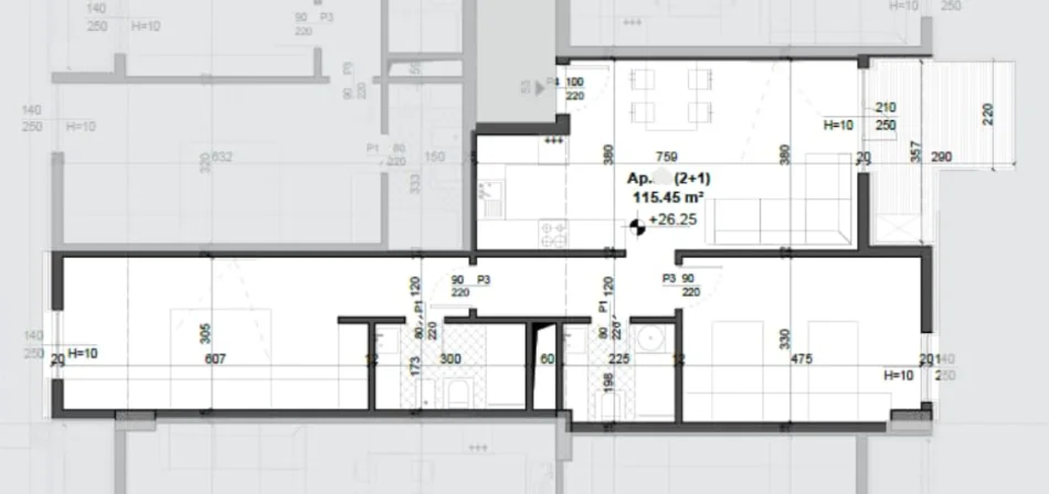 Tirane, shitet apartament 2+1 Kati 7, 115 m² 