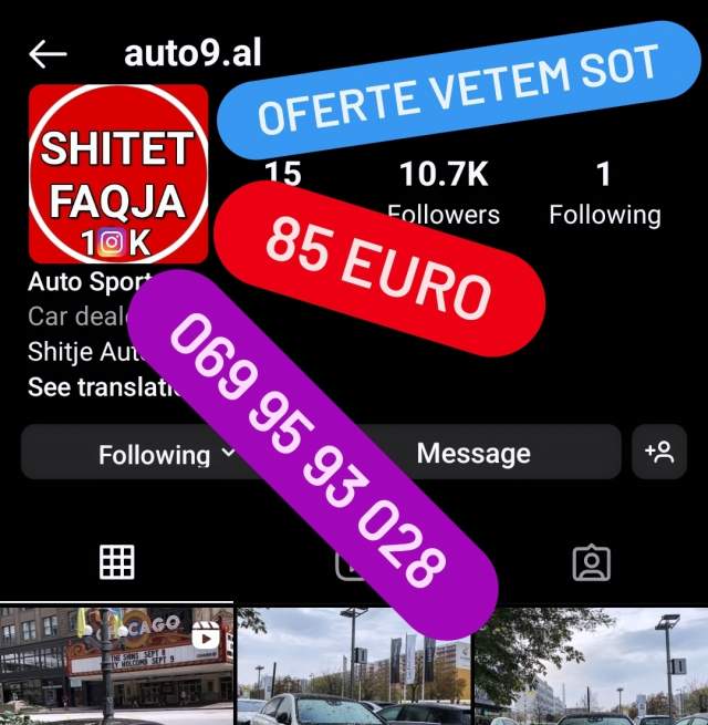 Vlore, shes Software Shitet faqe instagrami +15k 100 Euro