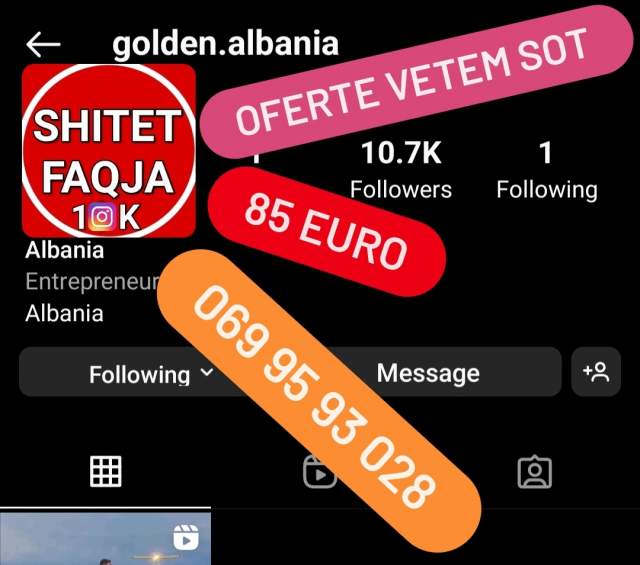 Vlore, shes Software Shitet faqe instagrami +15k 100 Euro
