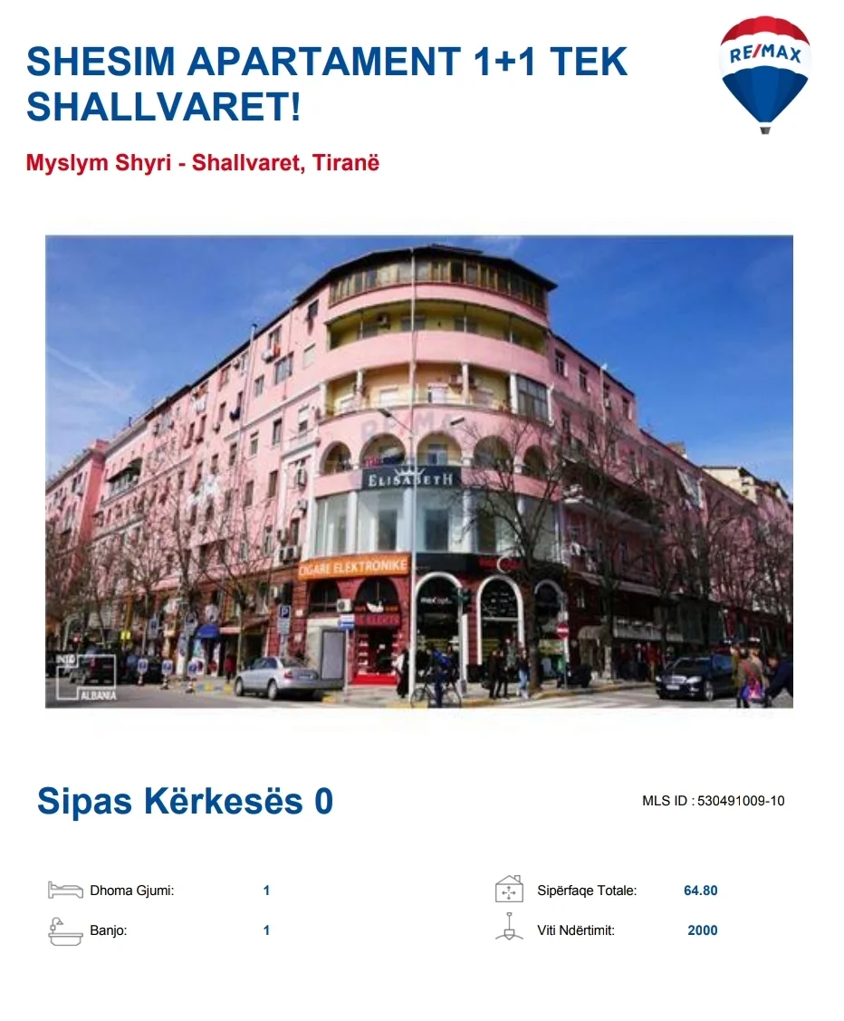 📢 Ofrohet Per Shitje Apartament 1+1 📍 Shallvaret (Qendër)