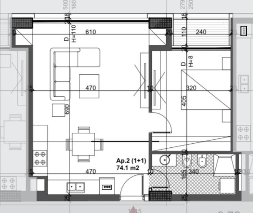 Tirane, shes apartament 1+1 , 76 m² 106.400 € (Bulevardi i ri)