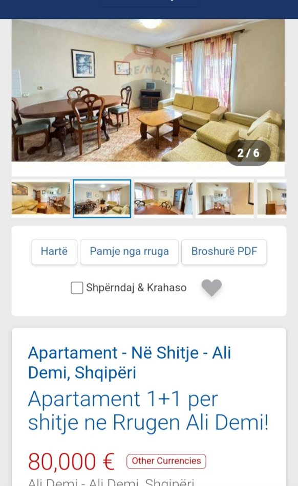 Tirane, shitet apartament 1+1, Kati 3, 60 m² 80,000 € (Ali Dem)