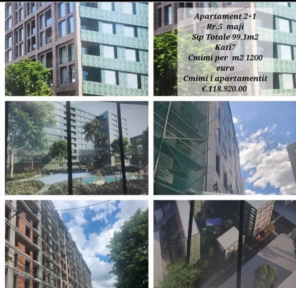 Tirane, shes apartament 2+1 Kati 7, 99 m² (5 maji)