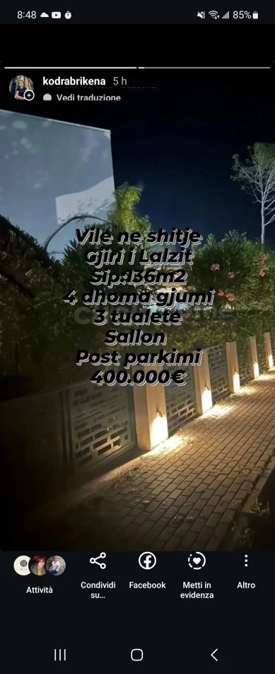 Durres, shitet Vile Gjiri Lalzit 4+1+Aneks+Ballkon , 400.000 €