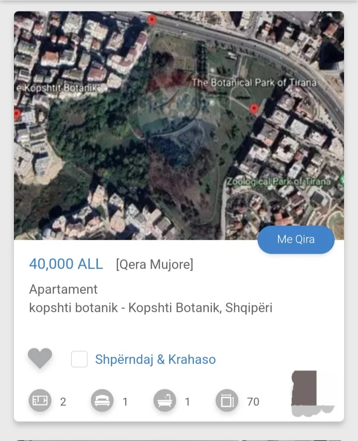 Tirane, jepet me qera apartament 1+1 , 70 m² 400 € (Kopshti Botanik)
