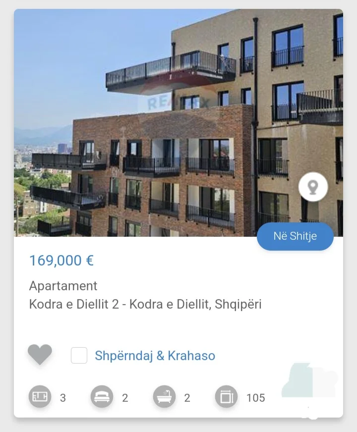 Tirane, shitet apartament 2+1 Kati 3, 105 m² 169.000 € (Kodra e Diellit 2)