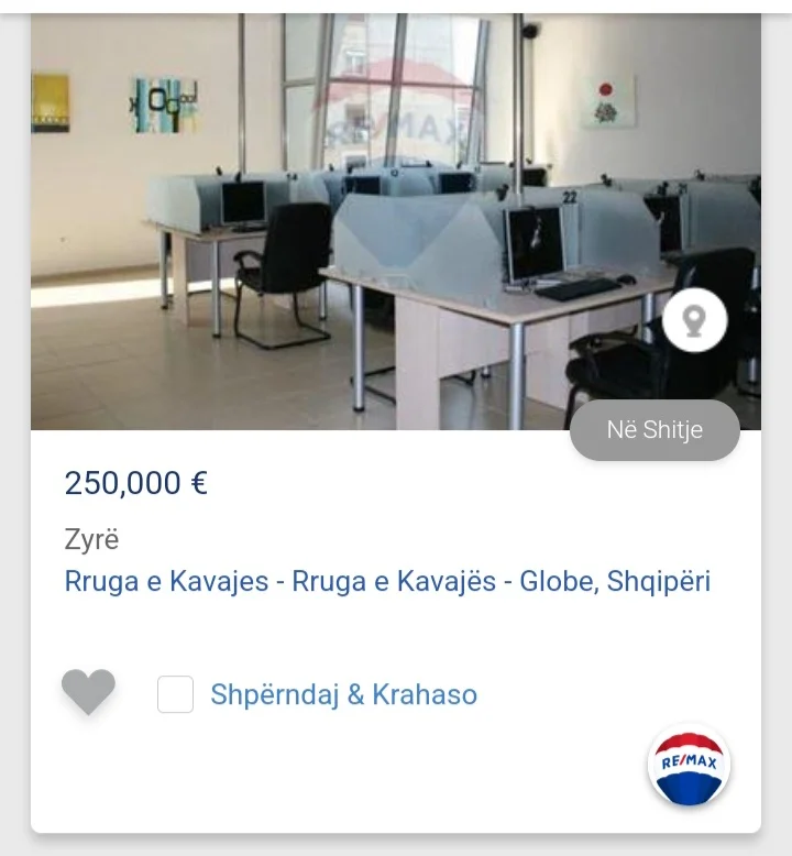 Tirane, jepet me qera zyre , 250.000 € (Globe Rruga e Kavajes)