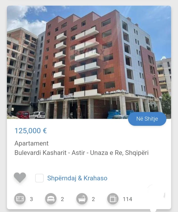 Tirane, shitet apartament 2+1 Kati 3, 114 m² 125.000 € (Blv Kasharit Astir)