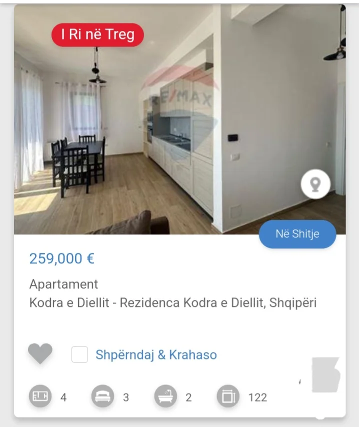 Tirane, shitet apartament 2+1 Kati 3, 122 m² 259.000 € (Kodra e Diellit)