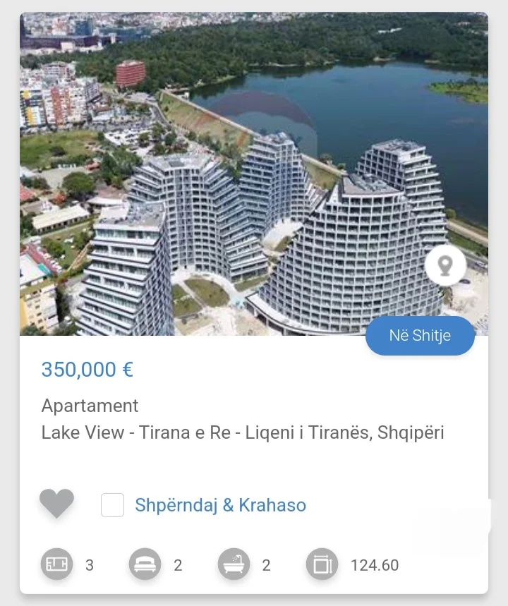Tirane, shitet apartament 2+1 Kati 4, 125 m² 350.000 € (Lake View)