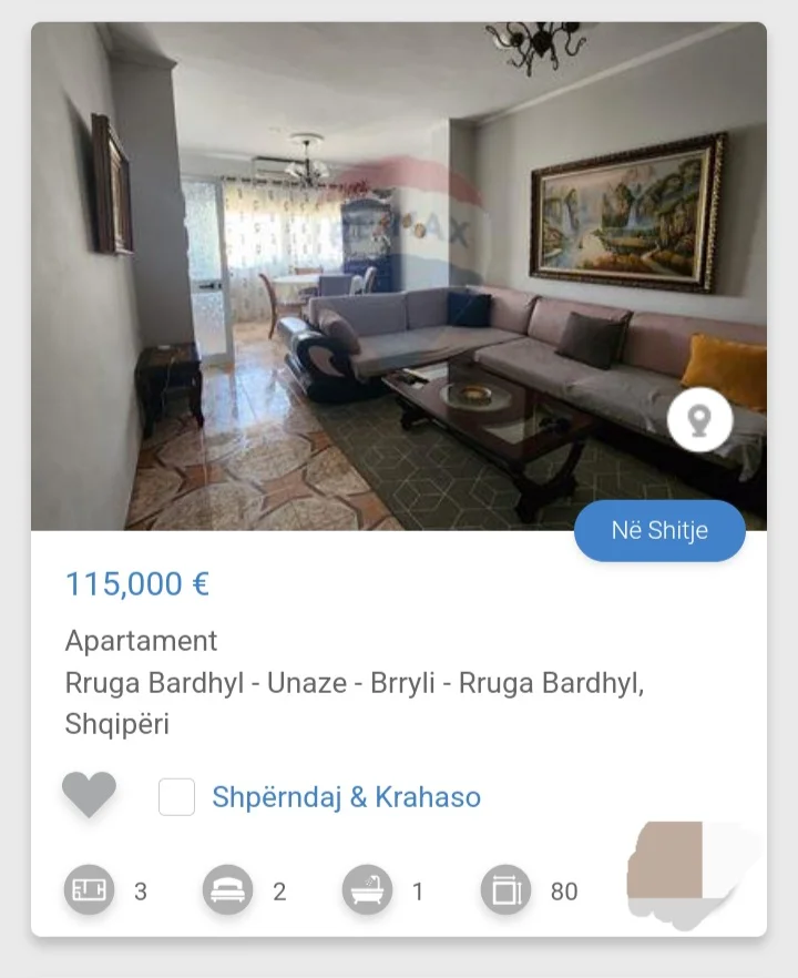 Tirane, shitet apartament 2+1 Kati 2, 80 m² 115.000 € (Rruga Bardhyl)