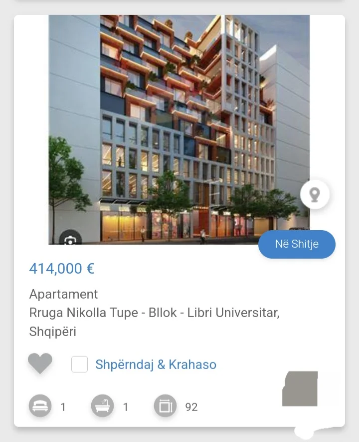 Tirane, shitet apartament 1+1 Kati 4, 92 m² 414.000 € (Libri Universitar Nikolla Tupe)