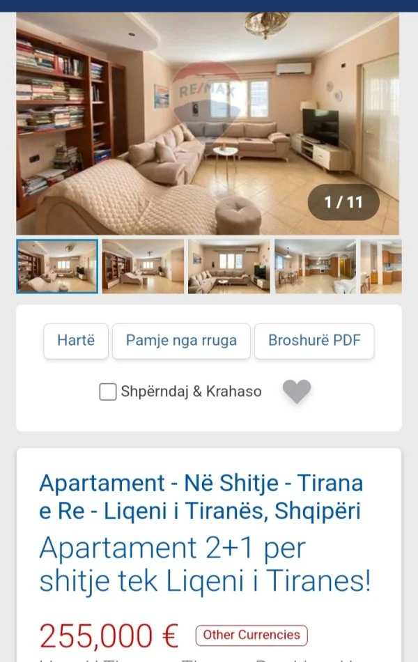 Tirane, shitet apartament 2+1 Kati 4, 125 m² 254.999 € (Tek Liqeni Artificial)