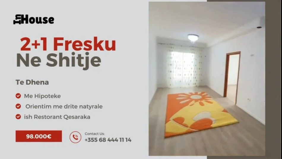 Tirane, shitet apartament 2+1 Kati 2, 83 m² 98.000 € (Rr Muhamed Deliu)